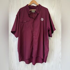 Drake Waterfowl Gameday Solid Maroon Shirt Texas A&M Short Sleeve Poly Size 2XL